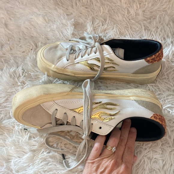 Straye Logan Men Sz 8.5 Women Sz 10 Flame Sneaker Cream Heater Skateboarding - Picture 5 of 10